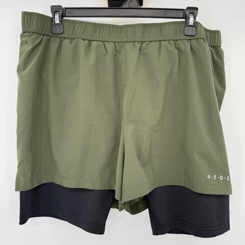 ASOS‎ 4505 Shorts Men 2XL Green Training 2-in-1 Compression Liner Athletic Gym